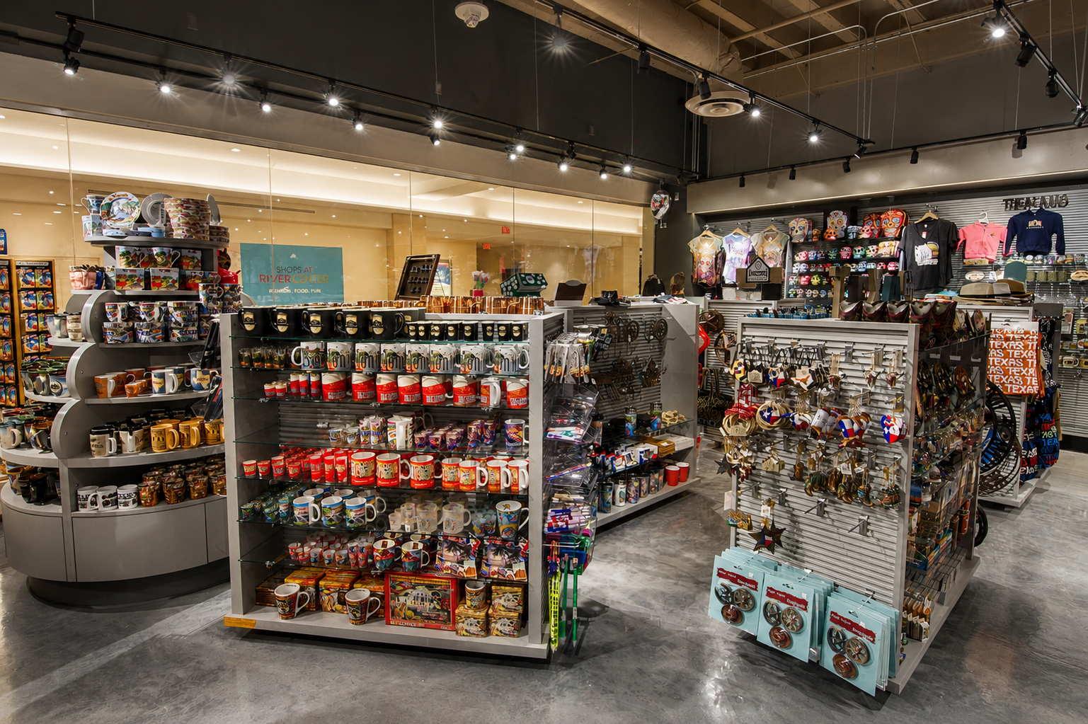 Souvenir displays inside the Rivercenter location