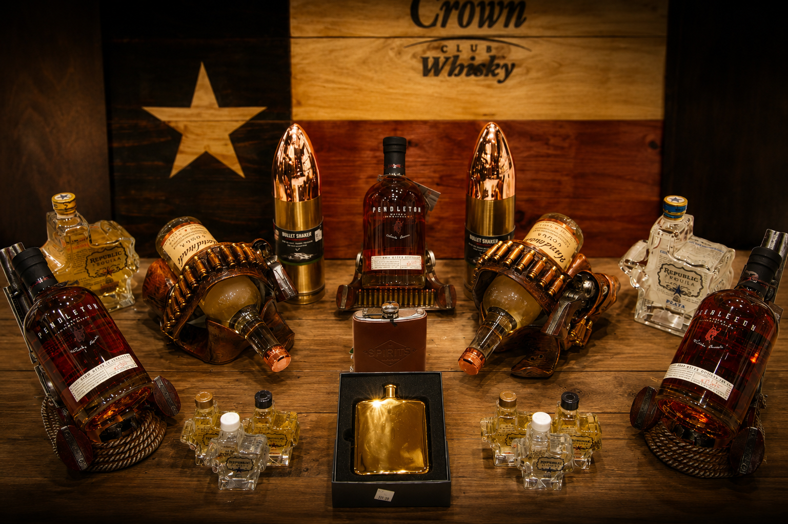 Texas whiskey and spirits display